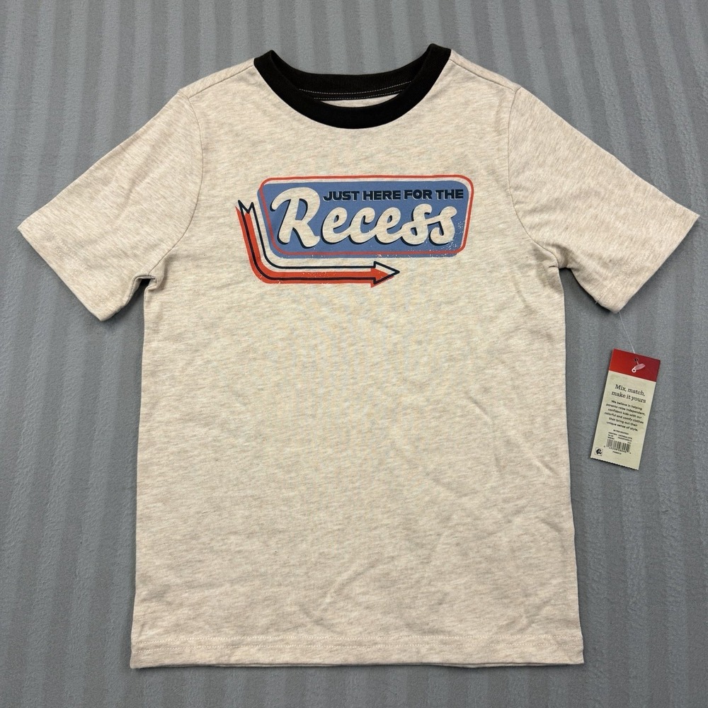 365 Kids Boys Graphic Size 6 T-Shirt Short Sleeve I'm Just Here For Recess